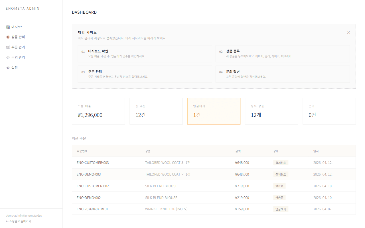 Admin Dashboard 디테일